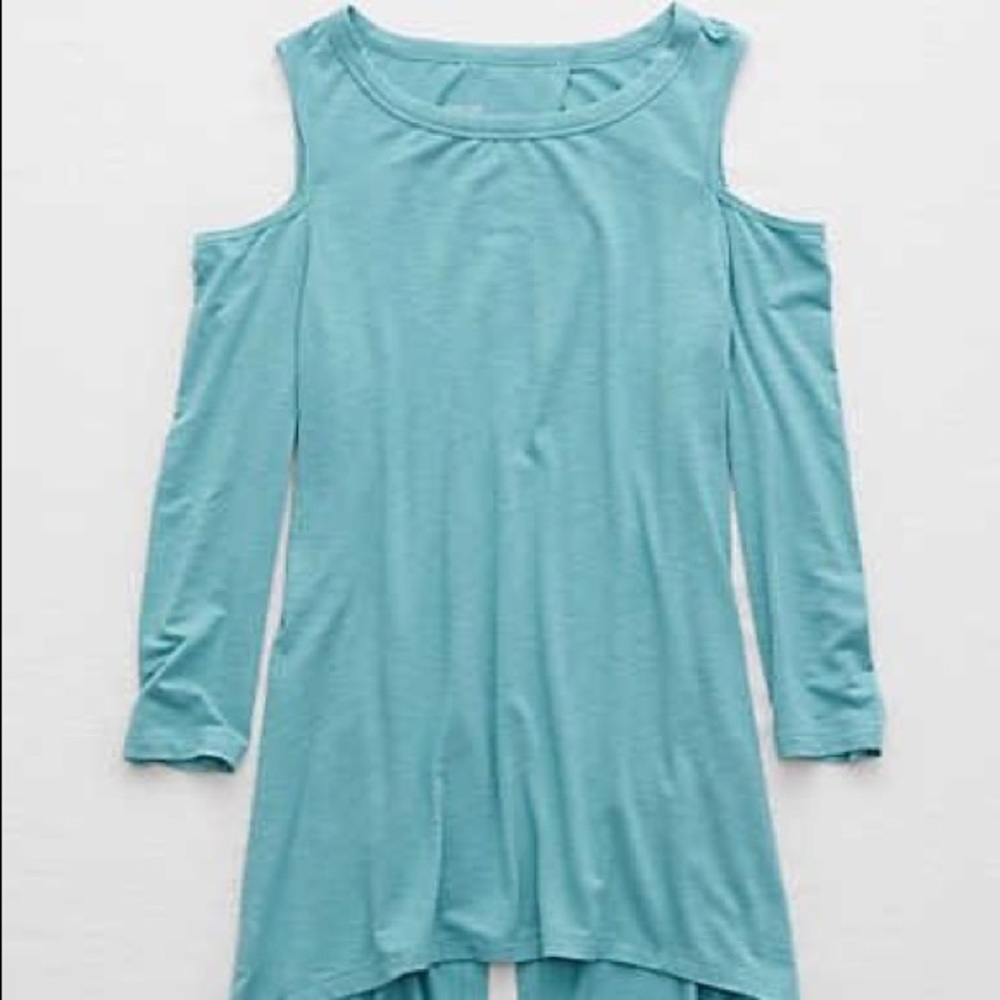 Aerie XL aqua cold shoulder top